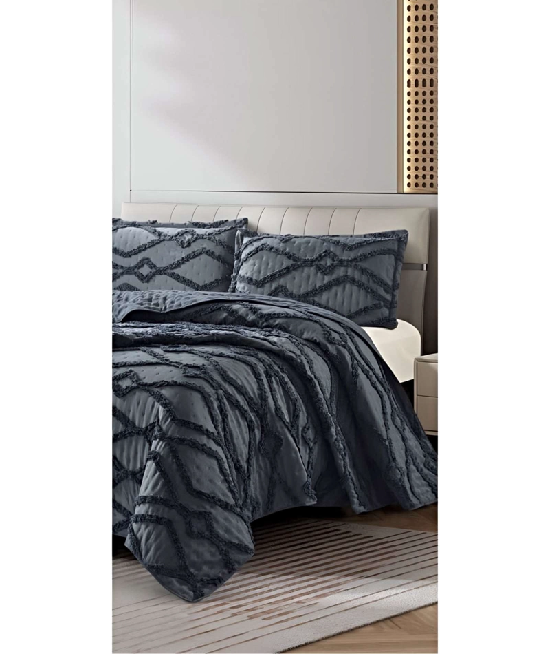 CUBRECAMA QUILT CON DISEÑO GEOMETRICO RELIEVE PLAZA Y MEDIA 180 X 230 CM 06 - 3