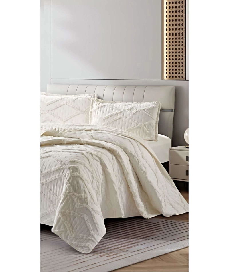 CUBRECAMA QUILT CON DISEÑO GEOMETRICO RELIEVE PLAZA Y MEDIA 180 X 230 CM 05 - 3
