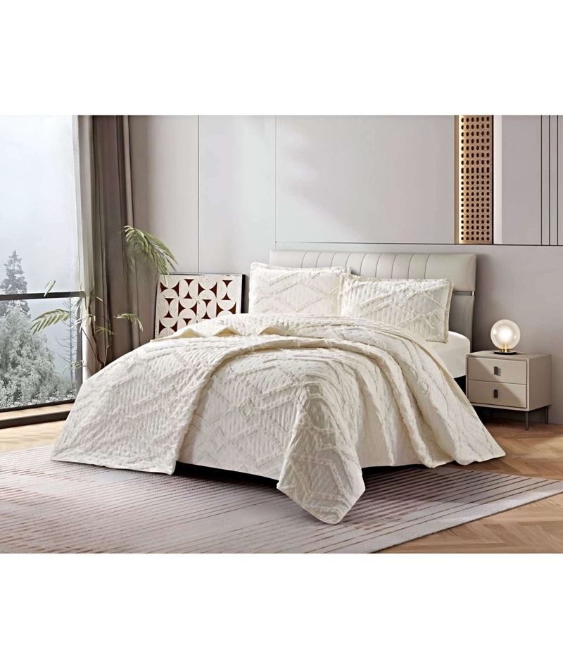 CUBRECAMA QUILT CON DISEÑO GEOMETRICO RELIEVE PLAZA Y MEDIA 180 X 230 CM 05 - 4