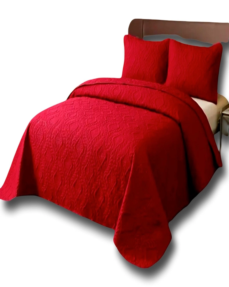 CUBRECAMA QUILT DE VERANO SUPER ELEGANTE PLAZA Y MEDIA 180X230 CM COLOR ROJO - 1