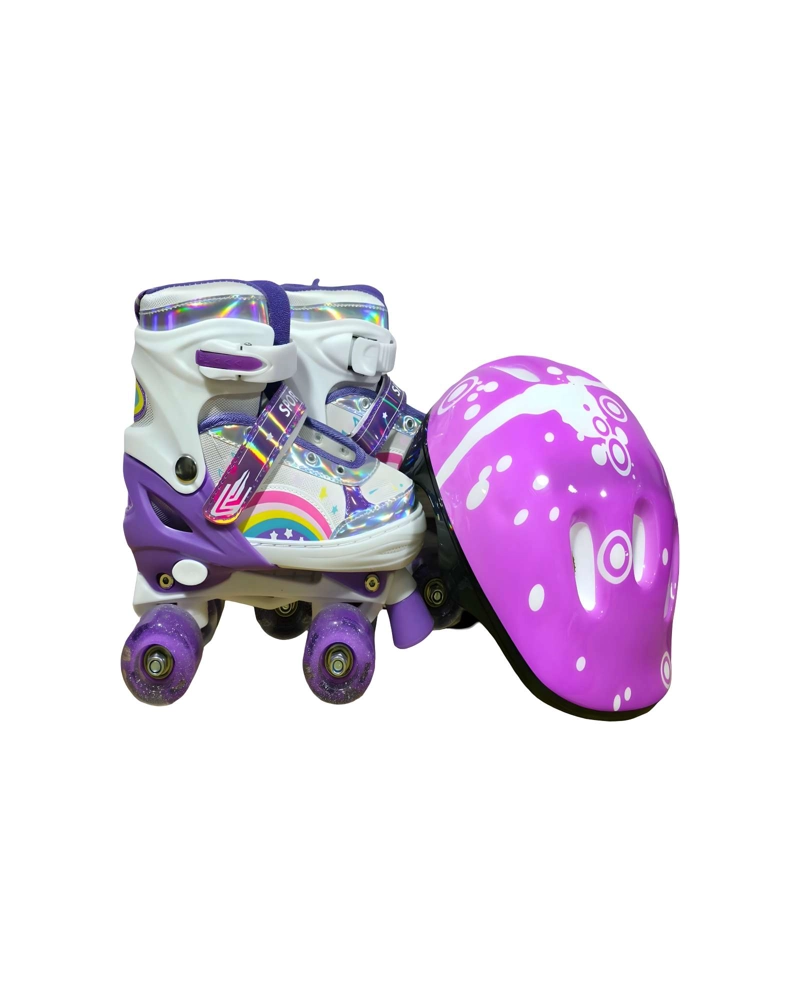 PATIN 4 RUEDAS CON LUCES MAS KIT TALLA M 35-38 MORADO - 1