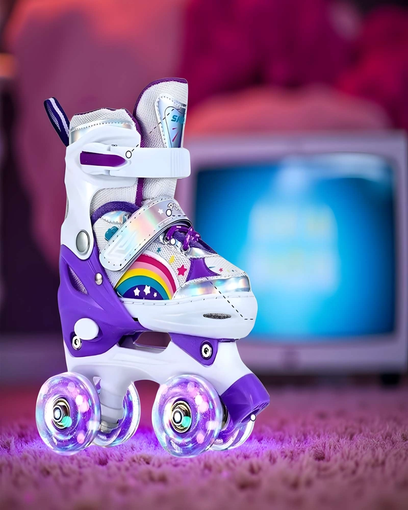 PATIN 4 RUEDAS CON LUCES MAS KIT TALLA M 35-38 MORADO - 3