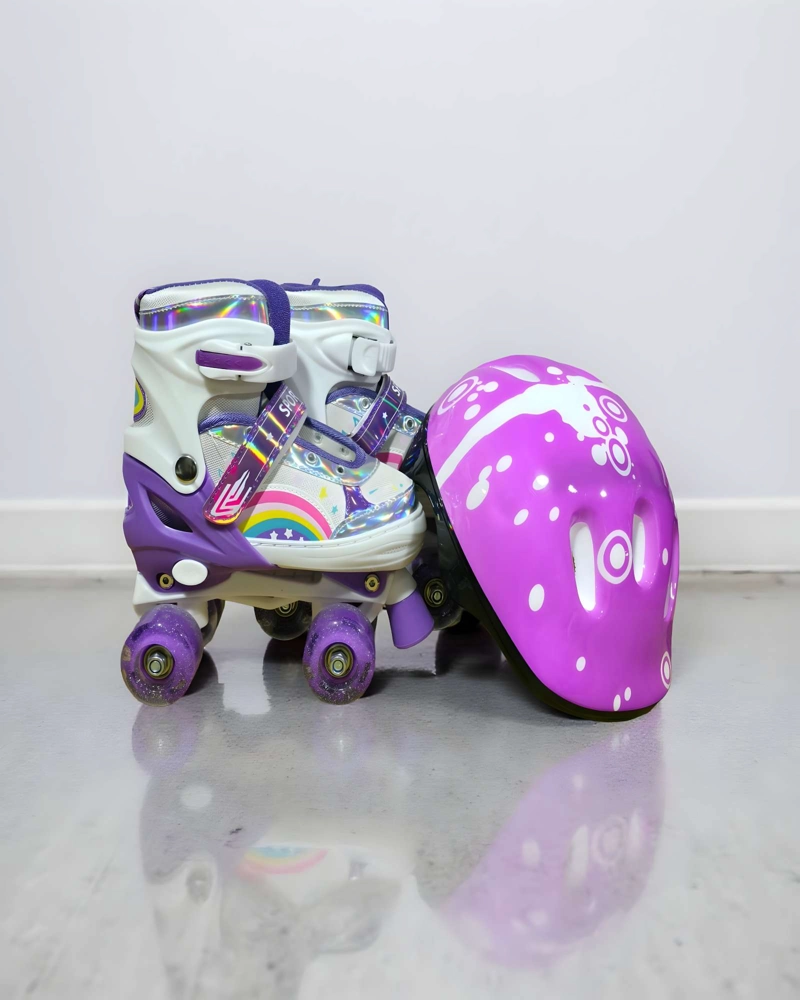 PATIN 4 RUEDAS CON LUCES MAS KIT TALLA M 35-38 MORADO - 4