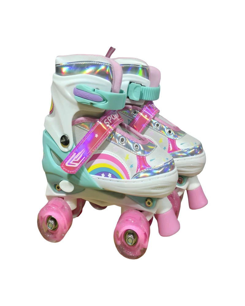 PATIN 4 RUEDAS CON LUCES MAS KIT TALLA M 35-38 BLANCO - 1