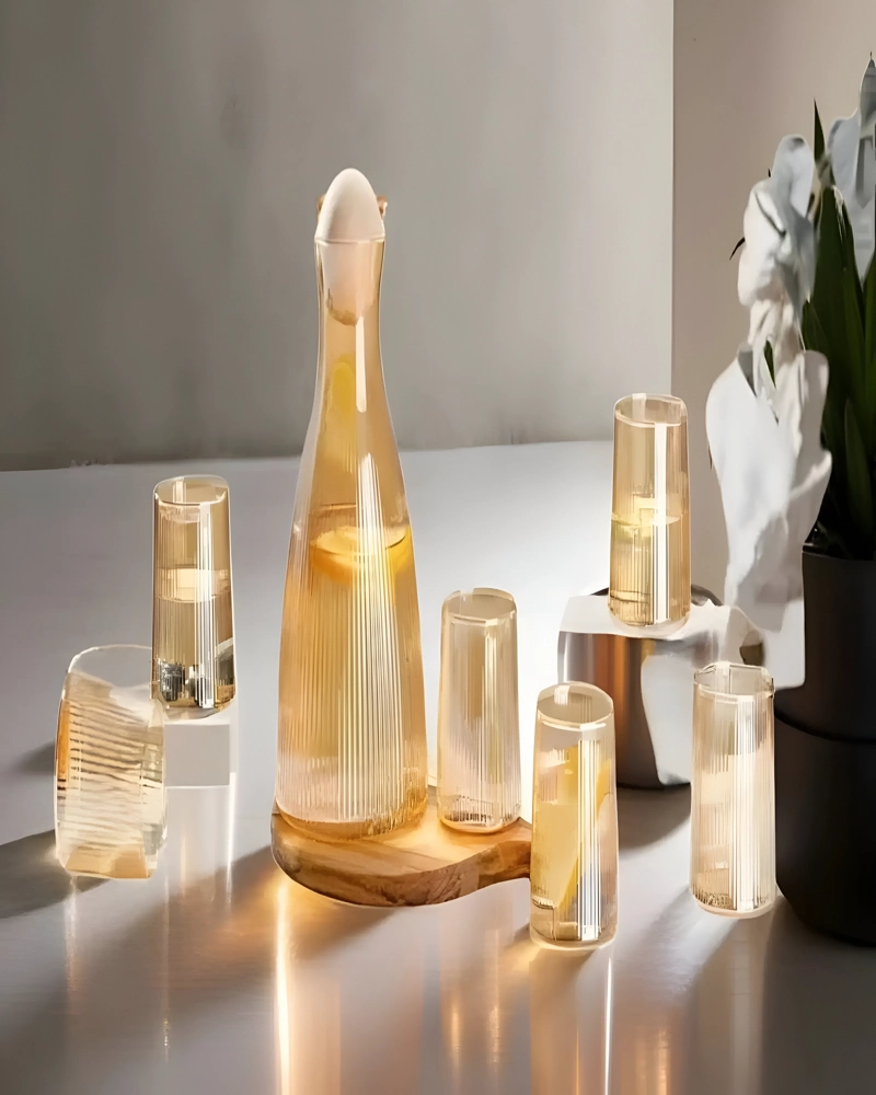 SET DE 7 PIEZAS DE CRISTALERIA PREMIUM DE LUJO AMBAR - 2