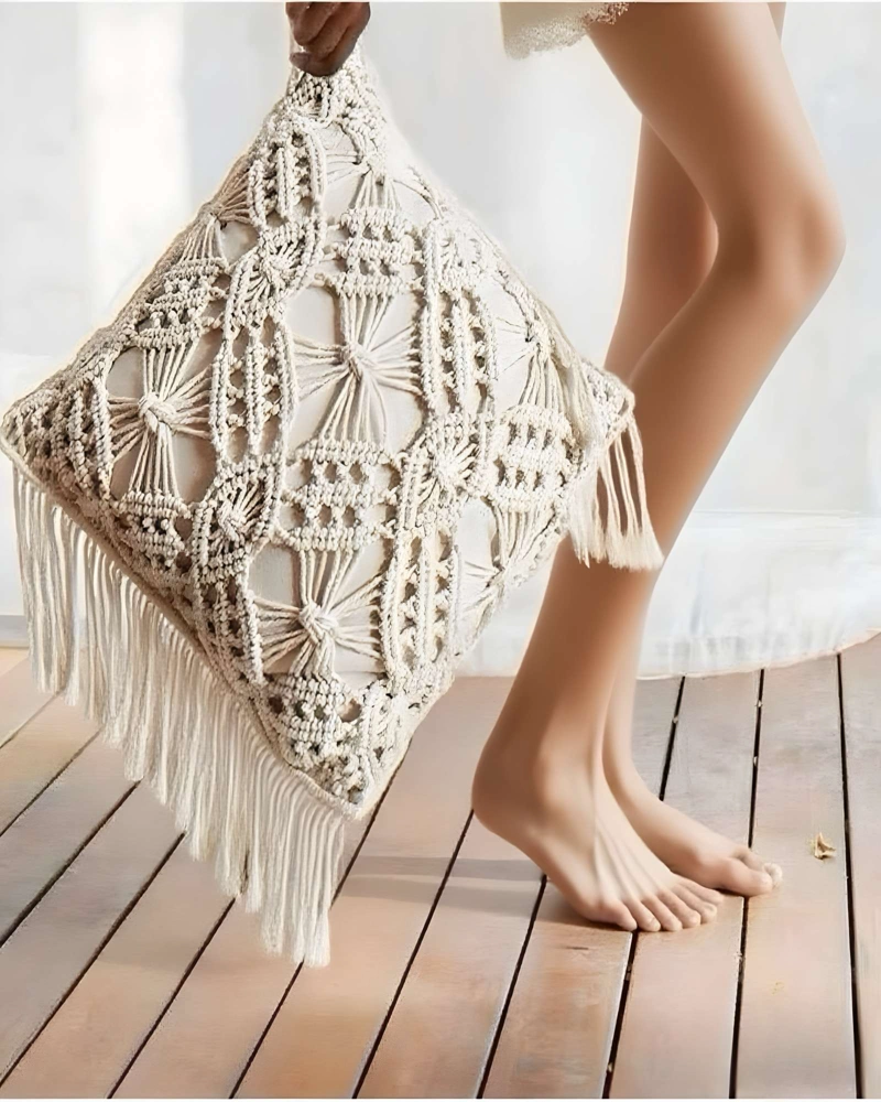 PACK DE 2 FUNDAS DE COJIN ESTILO BOHEMIO 45X45 CM BLANCO 06 - 3