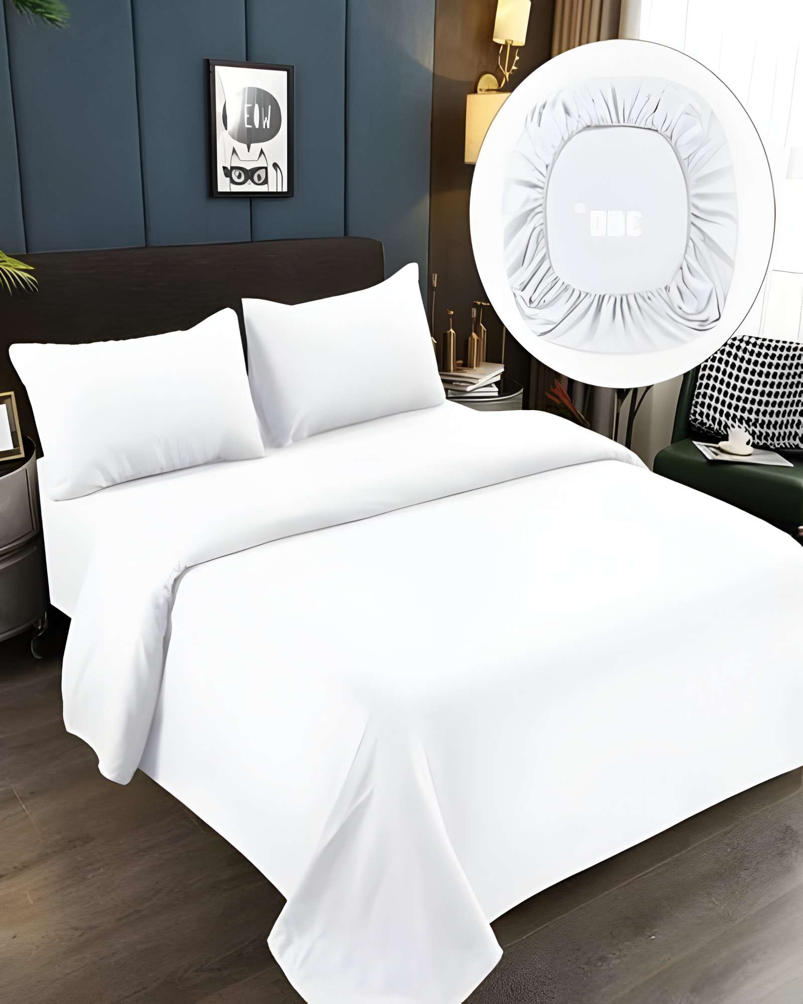 JUEGO DE SABANAS DE 500 HILOS SUPER-KING COLOR BLANCO - 3