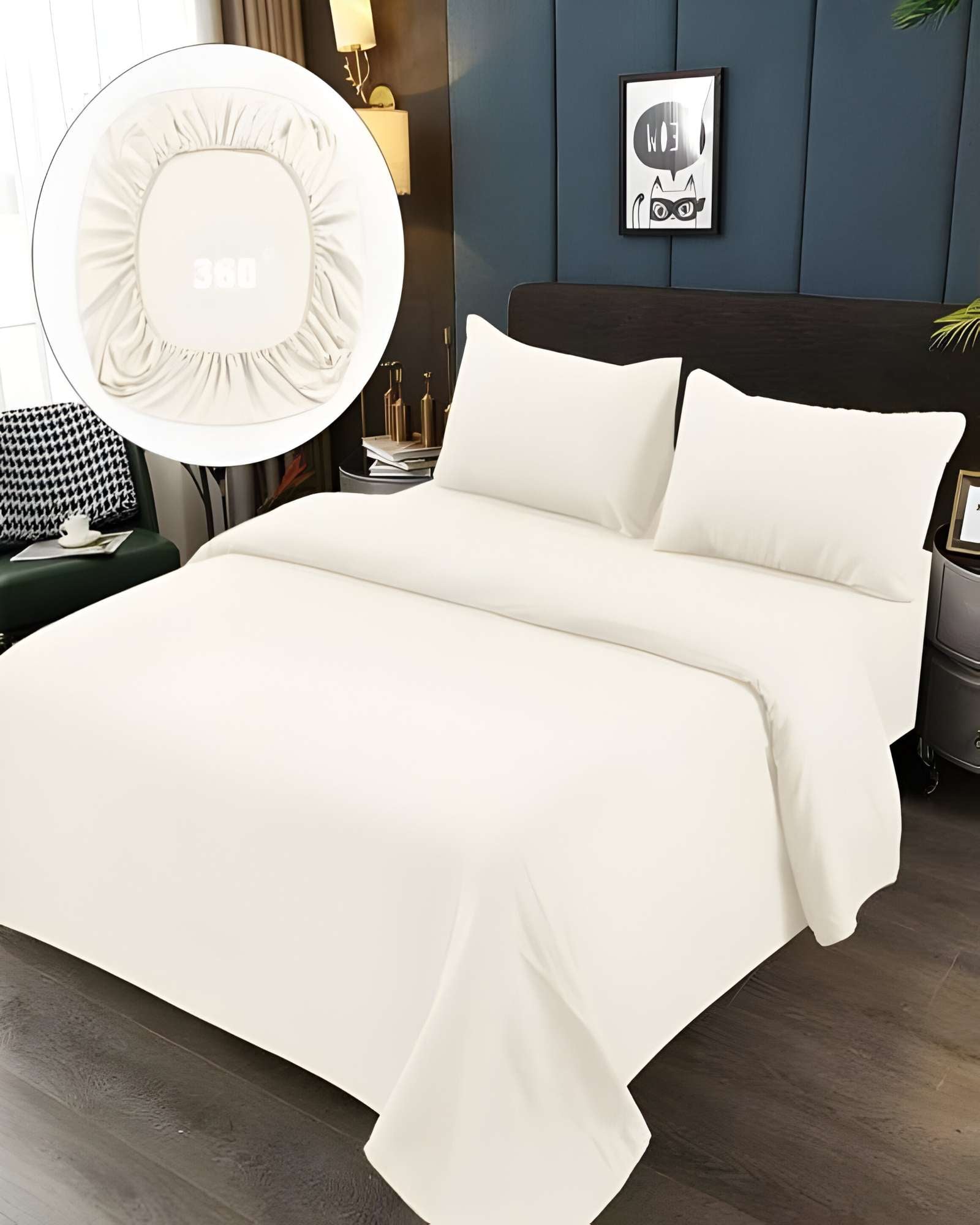 JUEGO DE SABANAS DE 500 HILOS KING COLOR BEIGE CLARO - 4