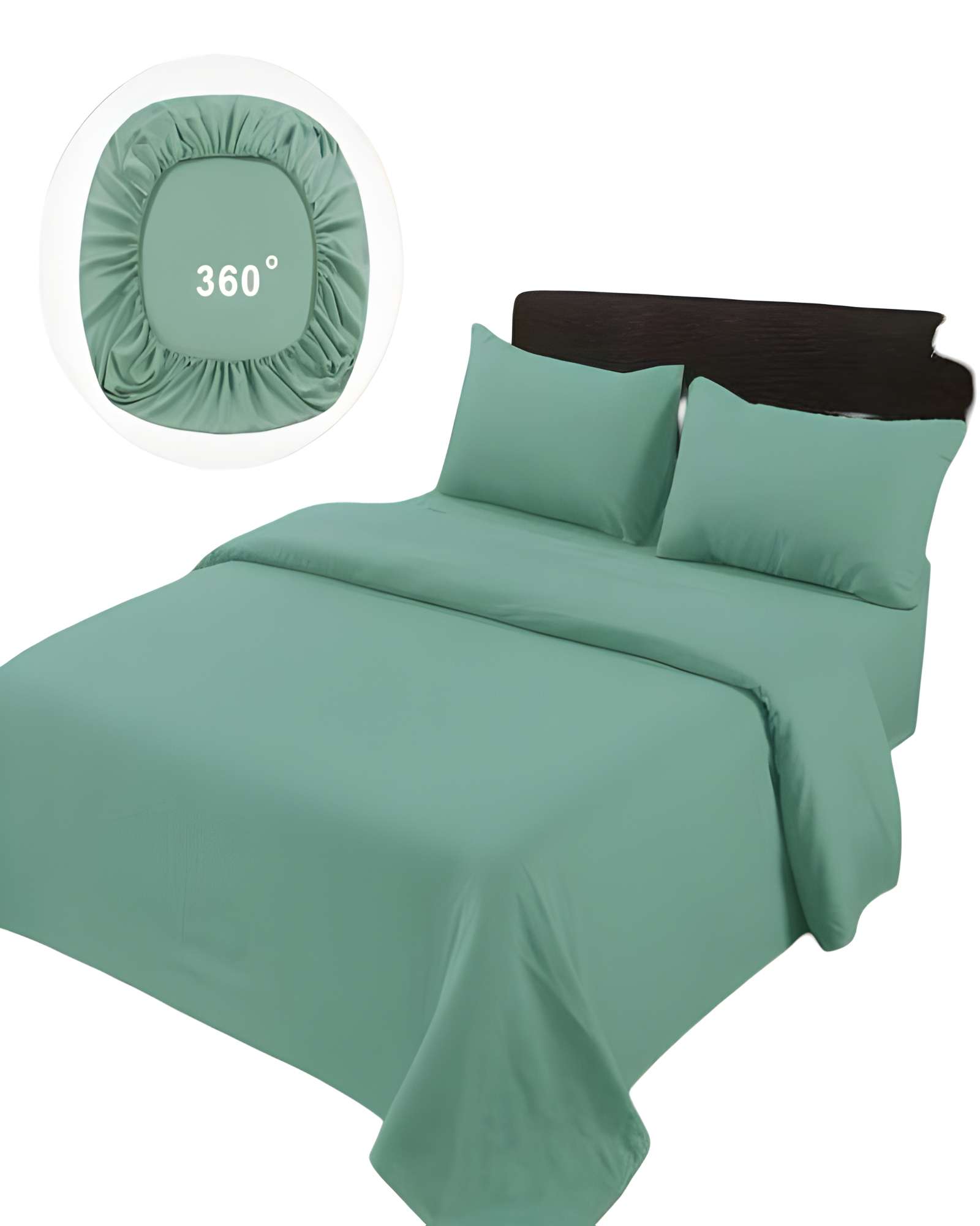 JUEGO DE SABANAS DE 500 HILOS PLAZA Y MEDIA COLOR VERDE CLARO - 1