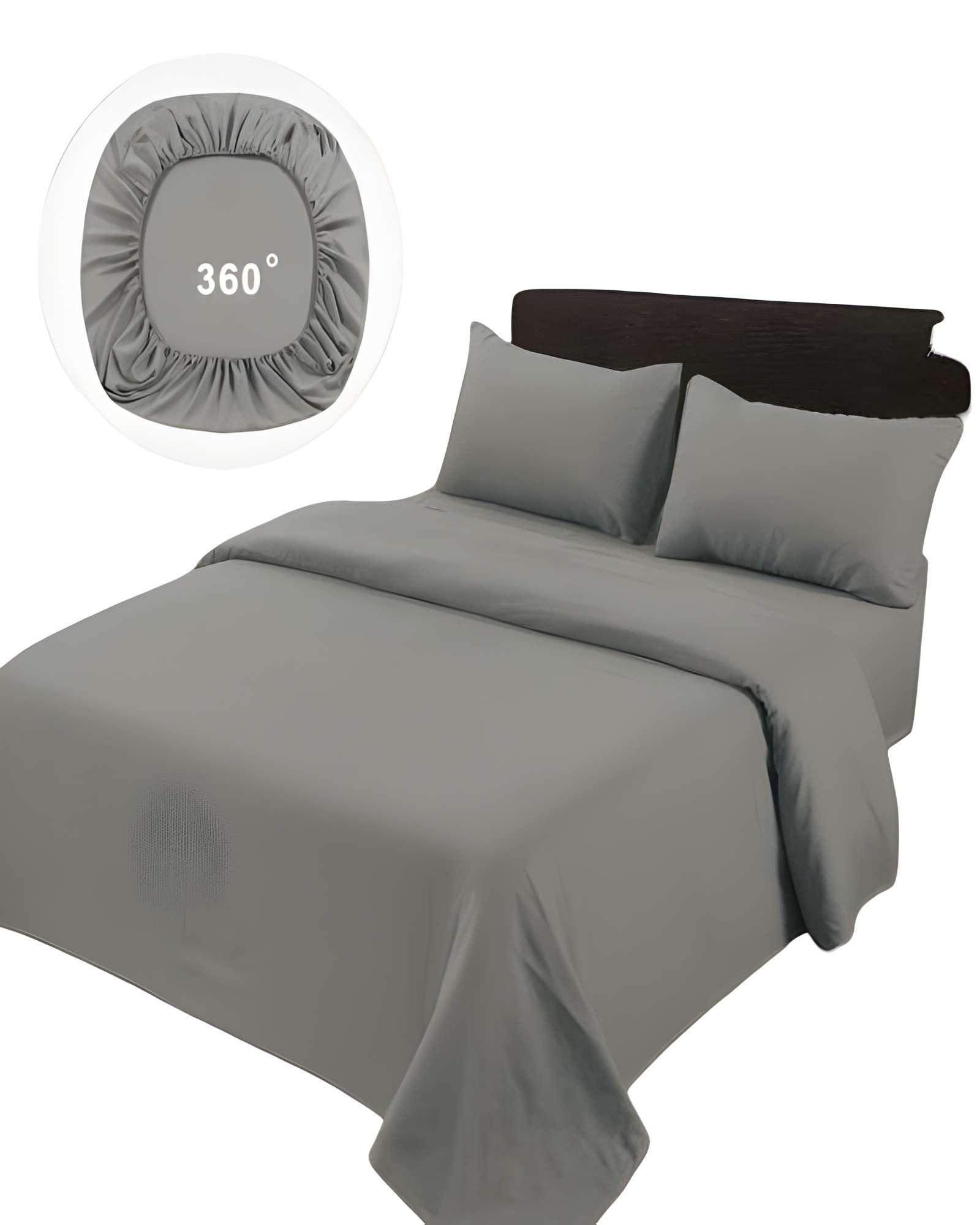JUEGO DE SABANAS DE 500 HILOS PLAZA Y MEDIA COLOR GRIS - 1