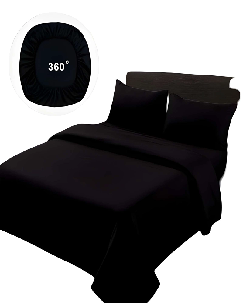 JUEGO DE SABANAS DE 500 HILOS 1 PLAZA COLOR NEGRO - 1