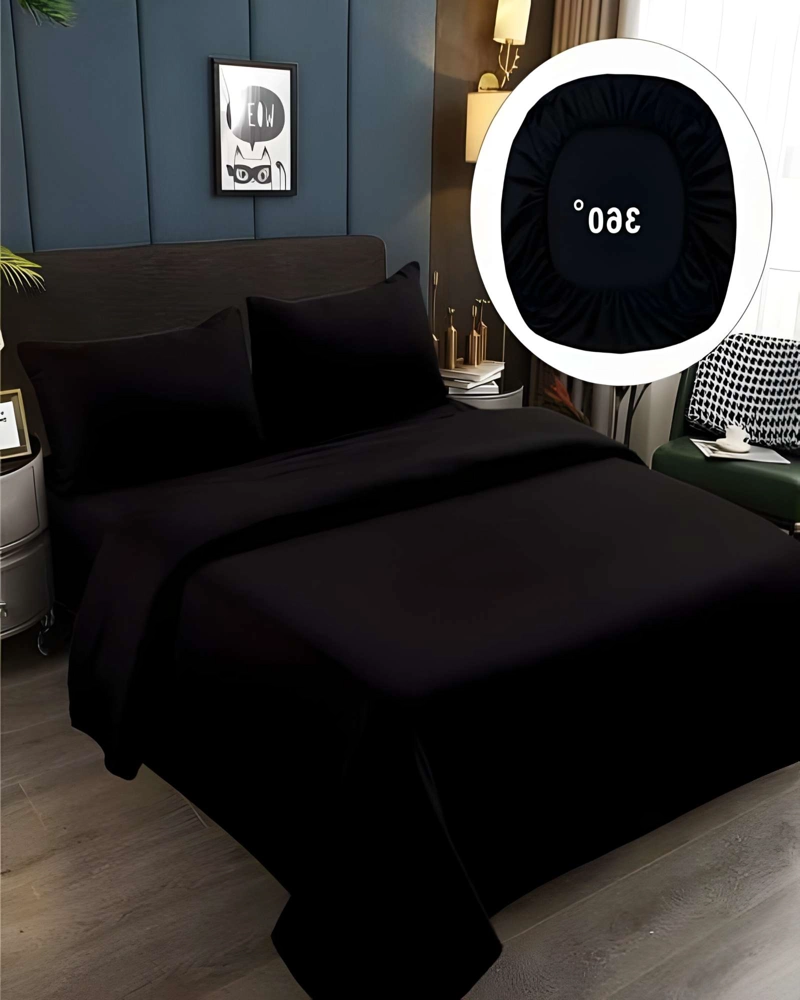JUEGO DE SABANAS DE 500 HILOS 1 PLAZA COLOR NEGRO - 3