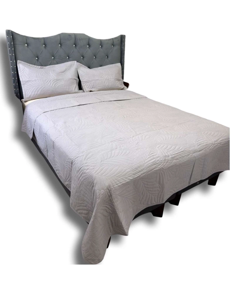 QUILT COLCHA DE LUJO VERANO 2 PLAZA GRIS - 3