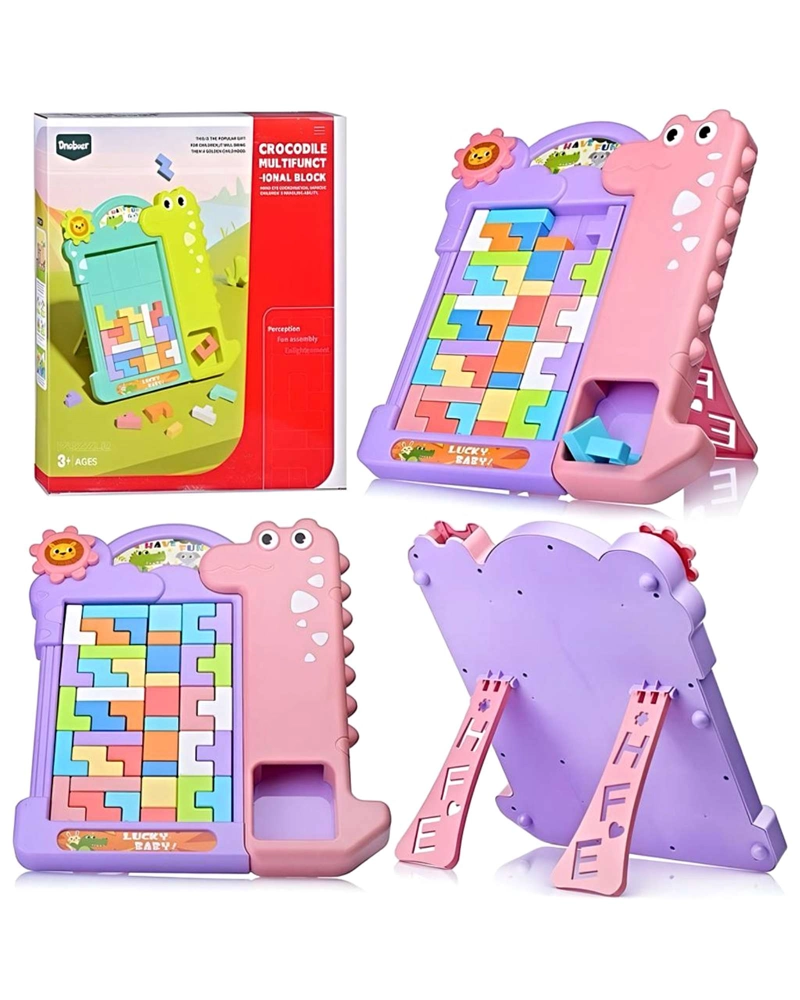 JUEGO DE BLOQUES DE LOGICA PUZZLE EDUCATIVO 3D TIPO TETRIS ROSA - 1