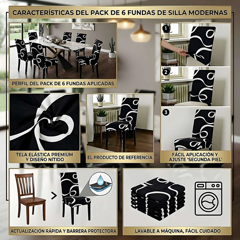 SET DE 6 FUNDAS DE SILLAS F1 - 2