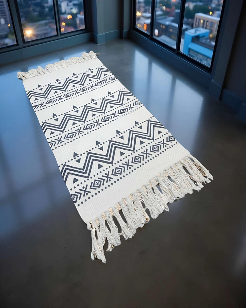 BAJADA DE CAMA KILLIM CON FLECOS 110 CM X 60 CM B08 - 5