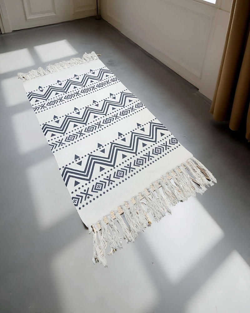 BAJADA DE CAMA KILLIM CON FLECOS 110 CM X 60 CM B08 - 6