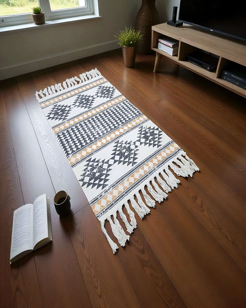 BAJADA DE CAMA KILLIM CON FLECOS 110 CM X 60 CM B03 - 6