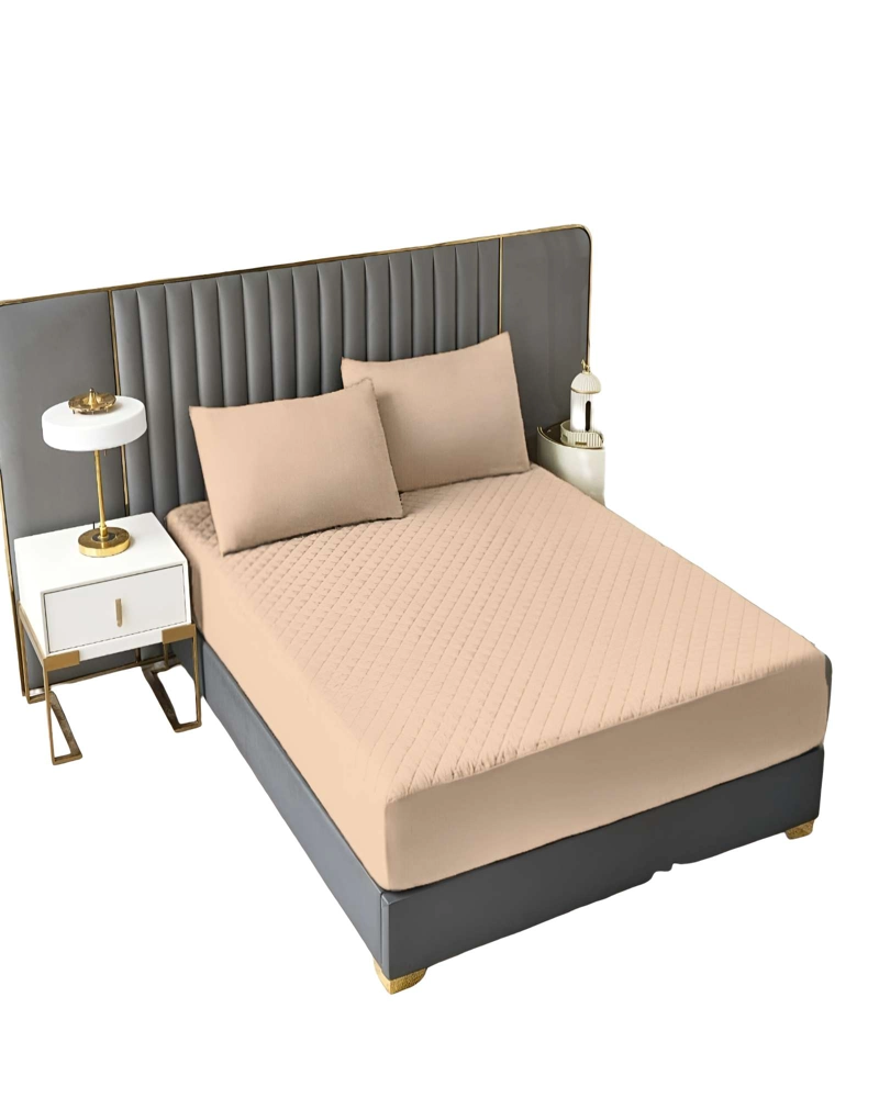 CUBRECOLCHON IMPERMEABLE 2 PLAZAS COLOR BEIGE - 2