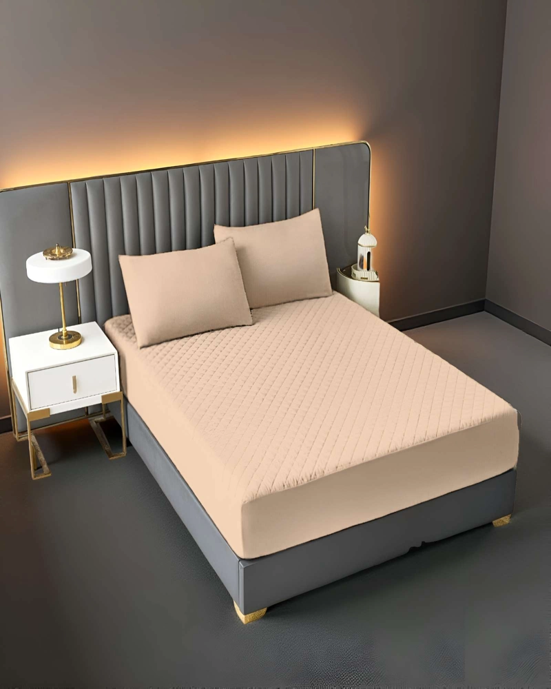 CUBRECOLCHON IMPERMEABLE 2 PLAZAS COLOR BEIGE - 3
