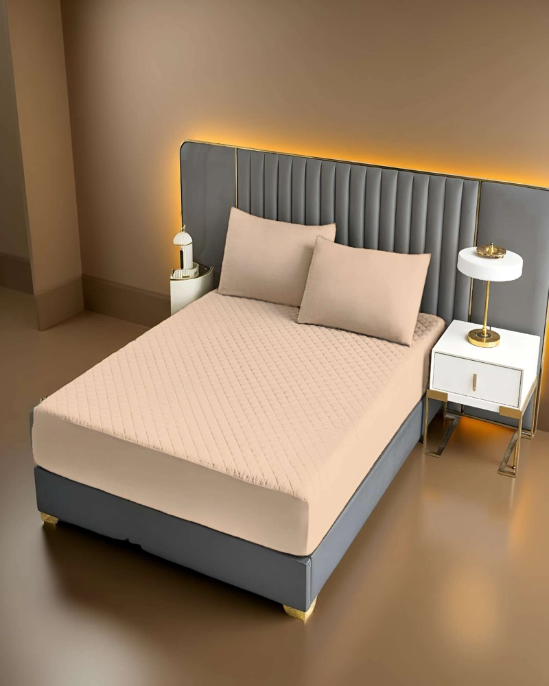 CUBRECOLCHON IMPERMEABLE 2 PLAZAS COLOR BEIGE - 4