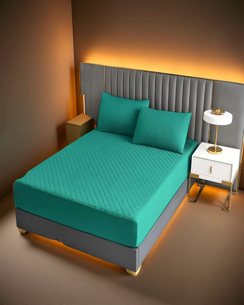 CUBRECOLCHON IMPERMEABLE 2 PLAZAS COLOR TURQUESA - 4