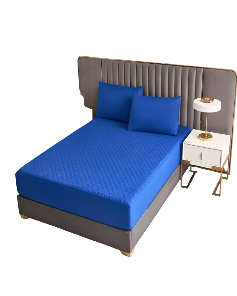CUBRECOLCHON IMPERMEABLE PLAZA Y MEDIA COLOR AZUL - 1
