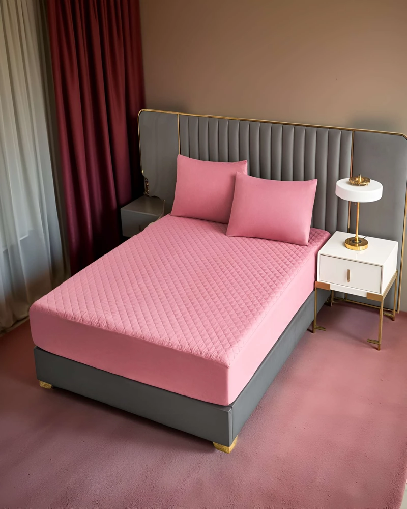 CUBRECOLCHON IMPERMEABLE PLAZA Y MEDIA COLOR ROSA - 4