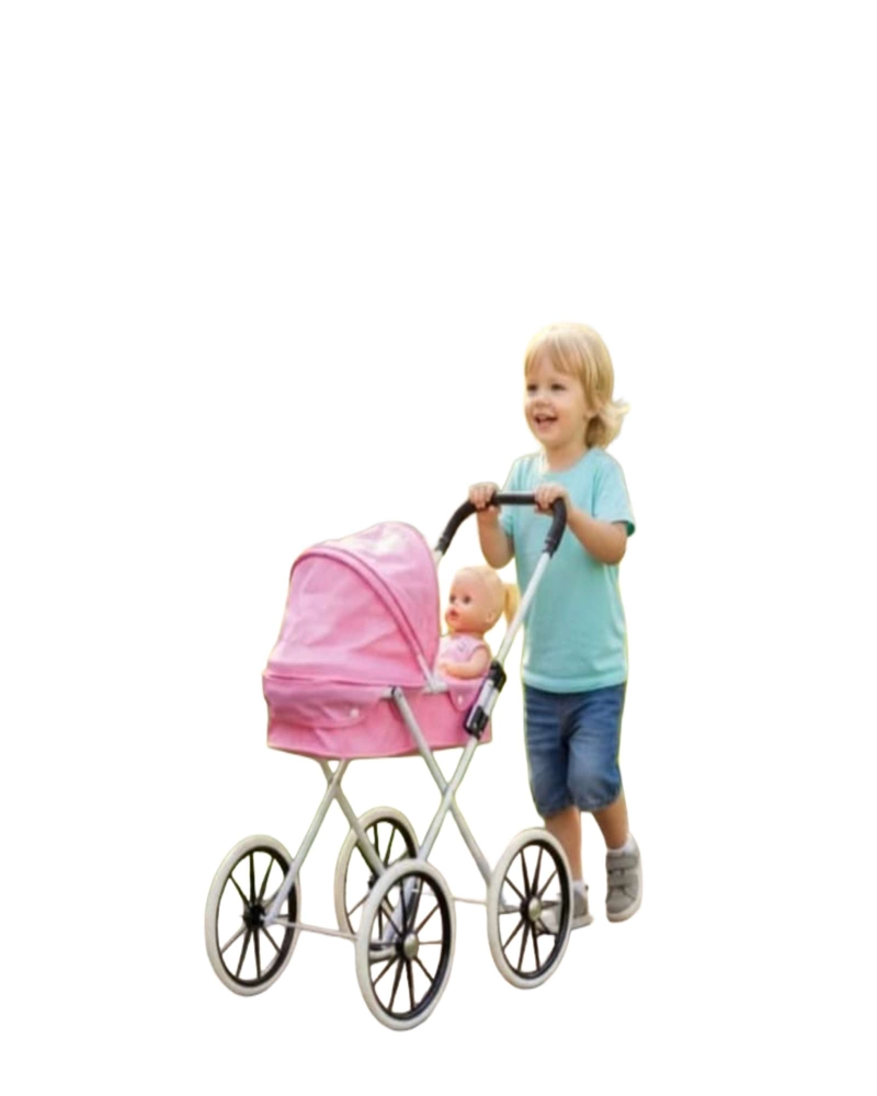 COCHE DE MUÑECAS ESTILO CLASICO LUJOSO ROSA - 2