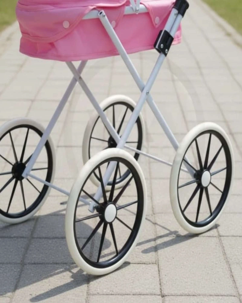 COCHE DE MUÑECAS ESTILO CLASICO LUJOSO ROSA - 3