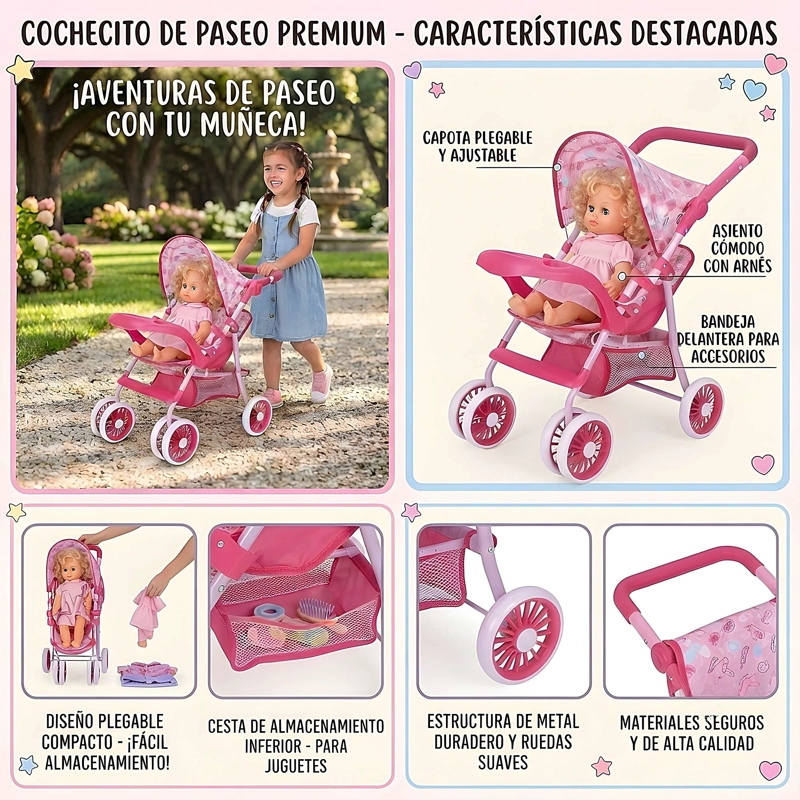COCHE DE PASEO PARA MUÑECAS C01 - 4