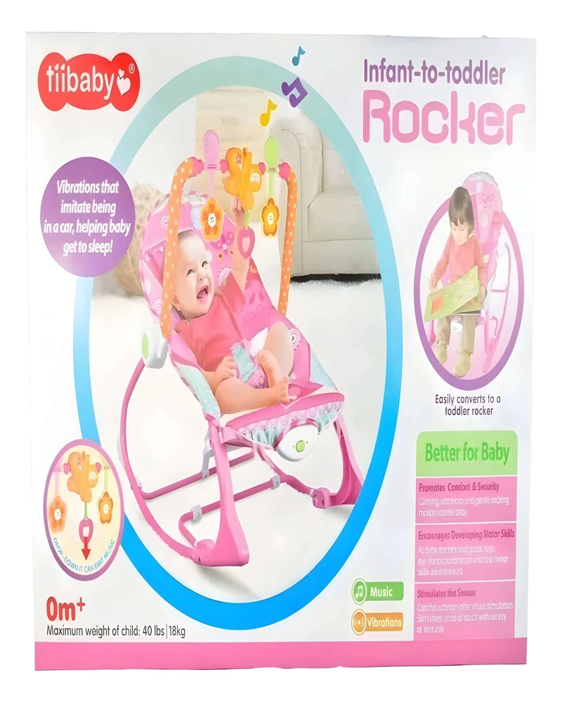 SILLA MECEDORA INFANTIL CON MELODIAS Y ARCO DE JUEGOS ROSA - 3