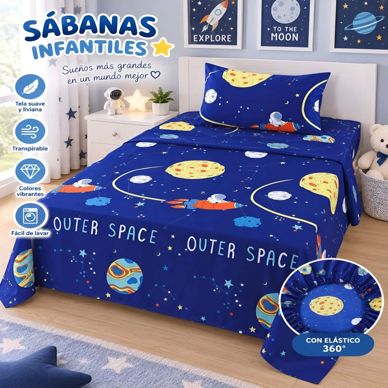 SET DE SABANA INFANTIL DE 100 HILOS 1 PLAZA D4 - 2