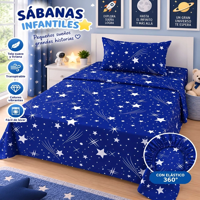 SET DE SABANA INFANTIL DE 100 HILOS 1.5 PLAZAS D9 - 2