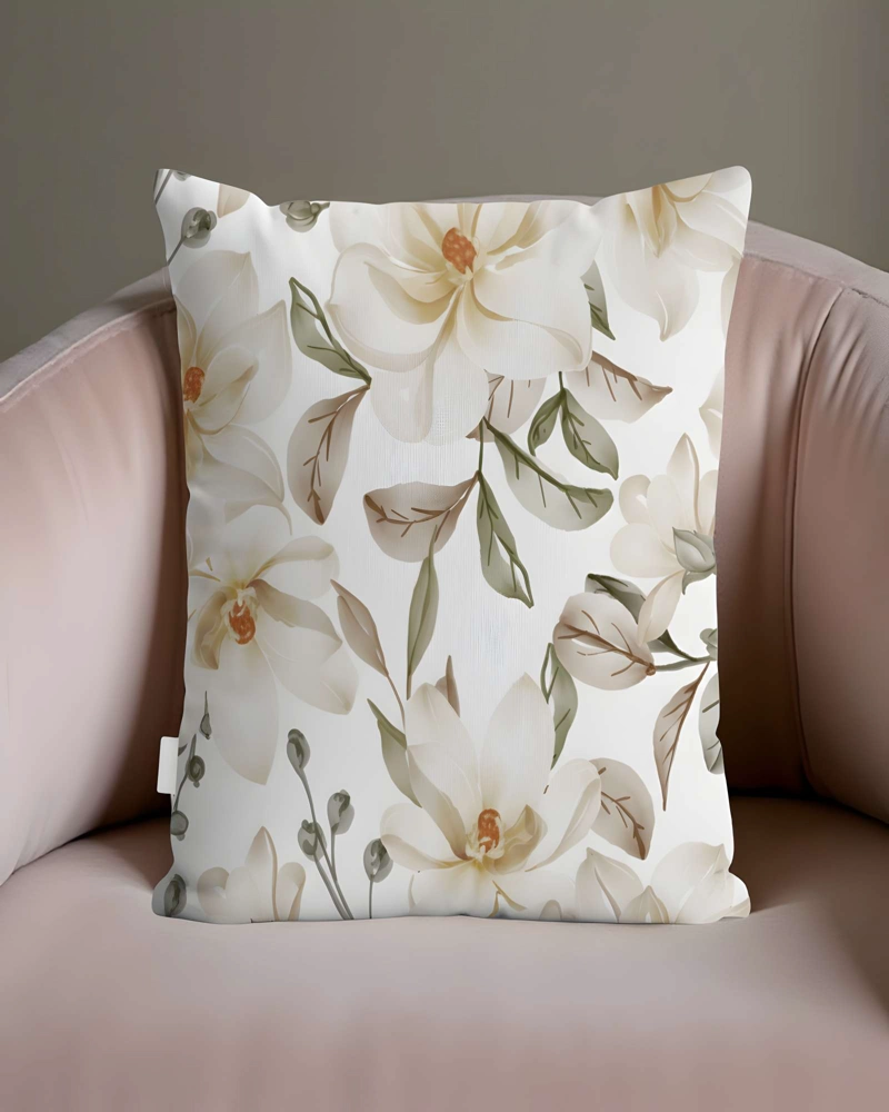 PACK DE 4 FUNDAS DE COJIN FLOREADAS 45X45 BLANCO 02 - 4
