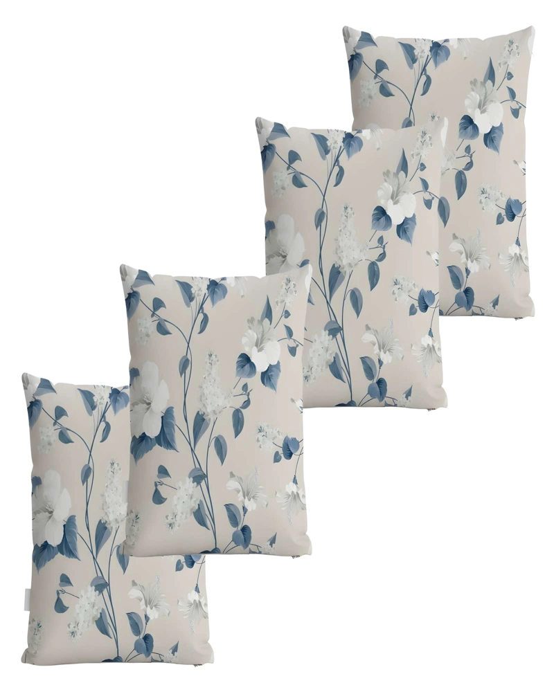 PACK DE 4 FUNDAS DE COJIN FLOREADAS 45X45 BEIGE 02 - 1
