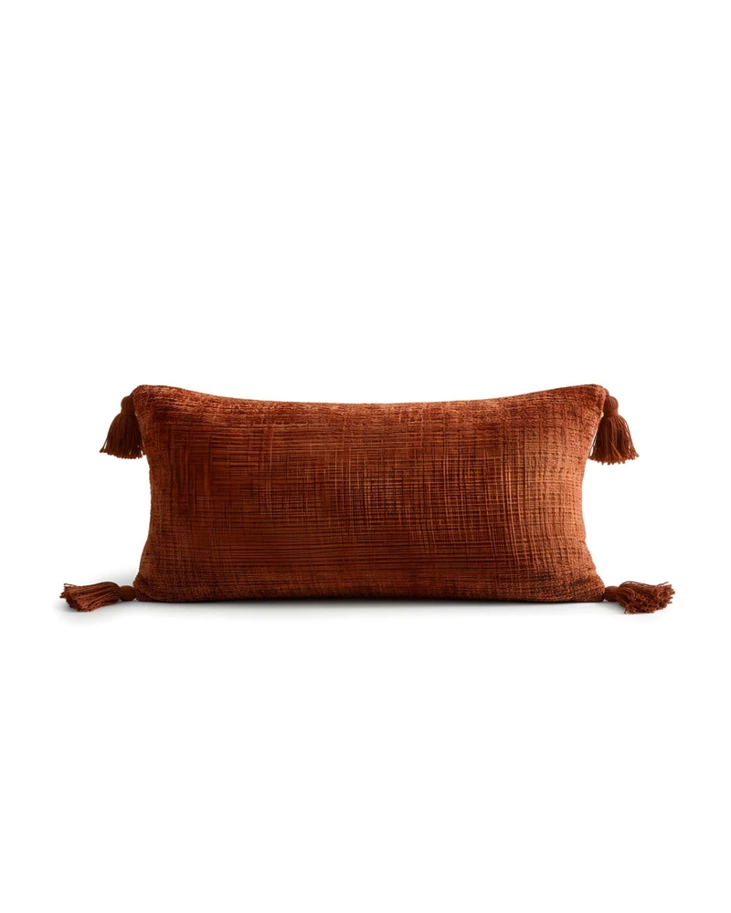 PACK DE 4 FUNDAS DE COJIN CHENILLE CON BORLAS 30X50 NARANJA - 2