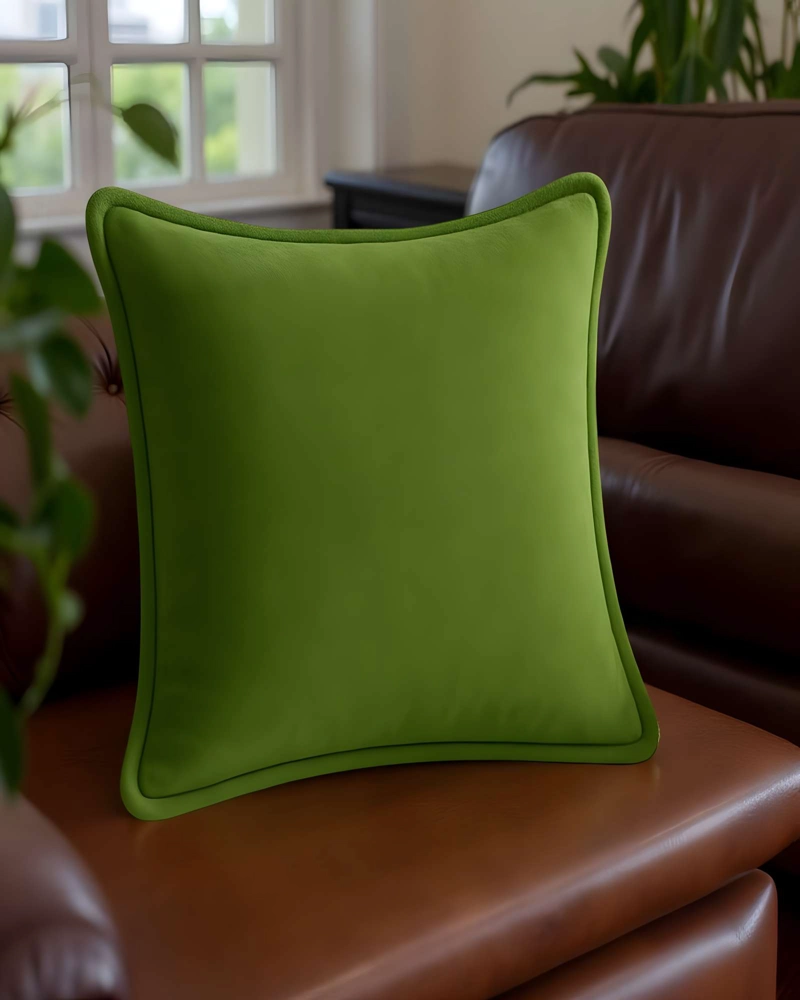 PACK DE 4 FUNDAS DE COJIN LISA CON BORDE 45X45 VERDE - 3