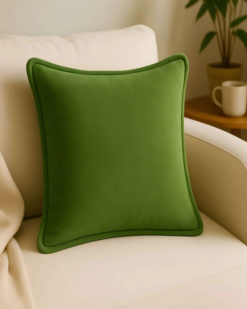 PACK DE 4 FUNDAS DE COJIN LISA CON BORDE 45X45 VERDE - 4