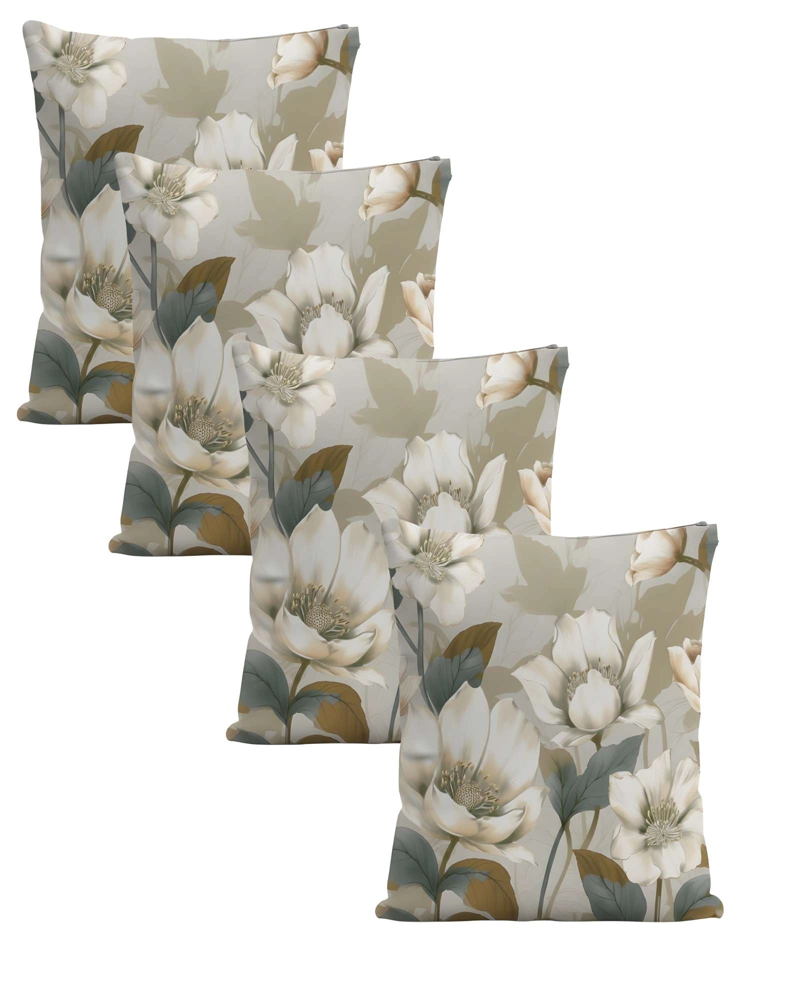 PACK DE 4 FUNDAS DE COJIN FLOREADAS 45X45 BEIGE 01 - 1