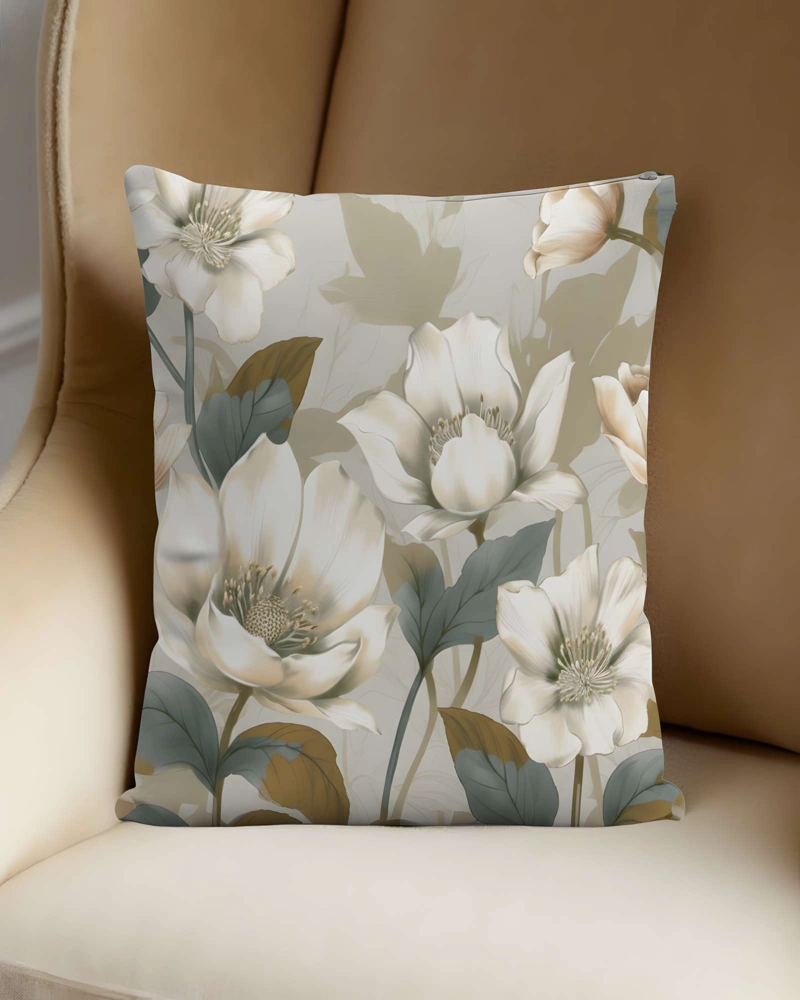 PACK DE 4 FUNDAS DE COJIN FLOREADAS 45X45 BEIGE 01 - 4
