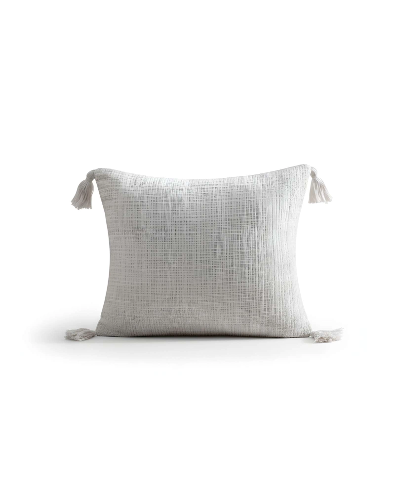 PACK DE 4 FUNDAS DE COJIN CHENILLE CON BORLAS 45X45 BLANCO - 2