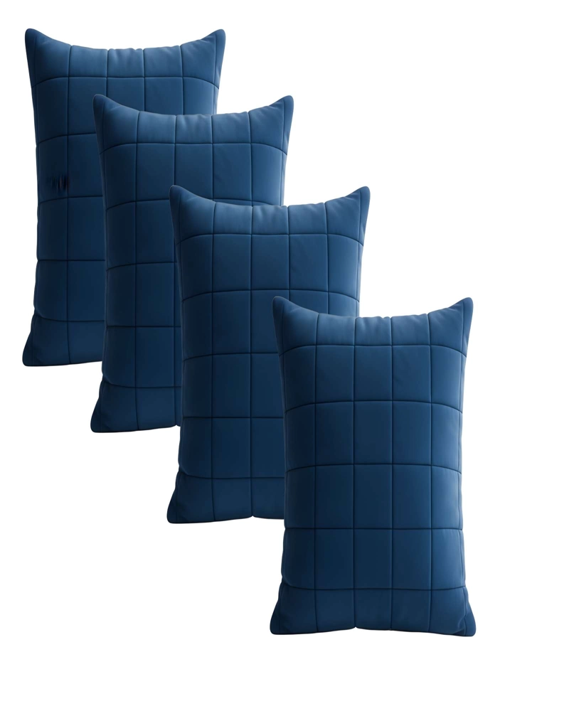 PACK DE 4 FUNDAS DE COJIN TERCIOPELO GRID 45X45 AZUL - 1