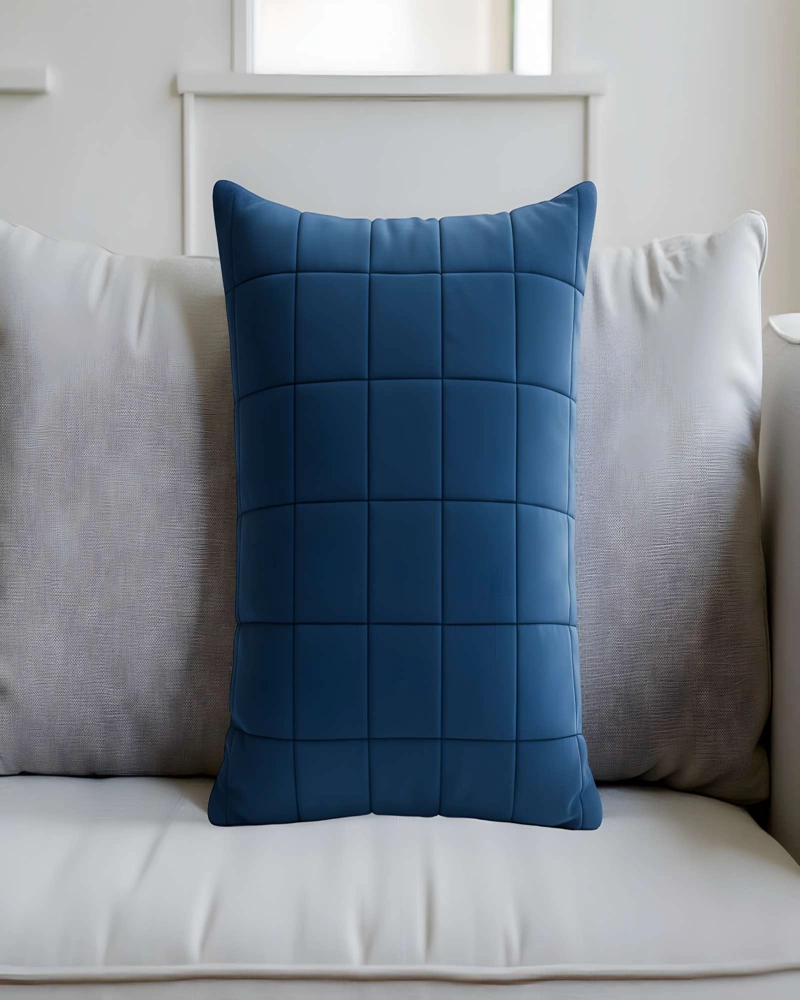 PACK DE 4 FUNDAS DE COJIN TERCIOPELO GRID 45X45 AZUL - 3