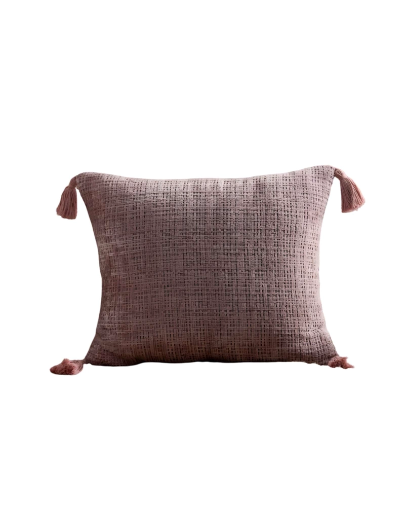PACK DE 4 FUNDAS DE COJIN CHENILLE CON BORLAS 45X45 ROSA - 2