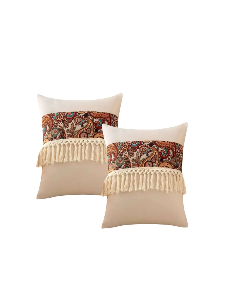 PACK DE 2 FUNDAS DE COJIN LINO MANDALA 45X45 BEIGE 01 - 1