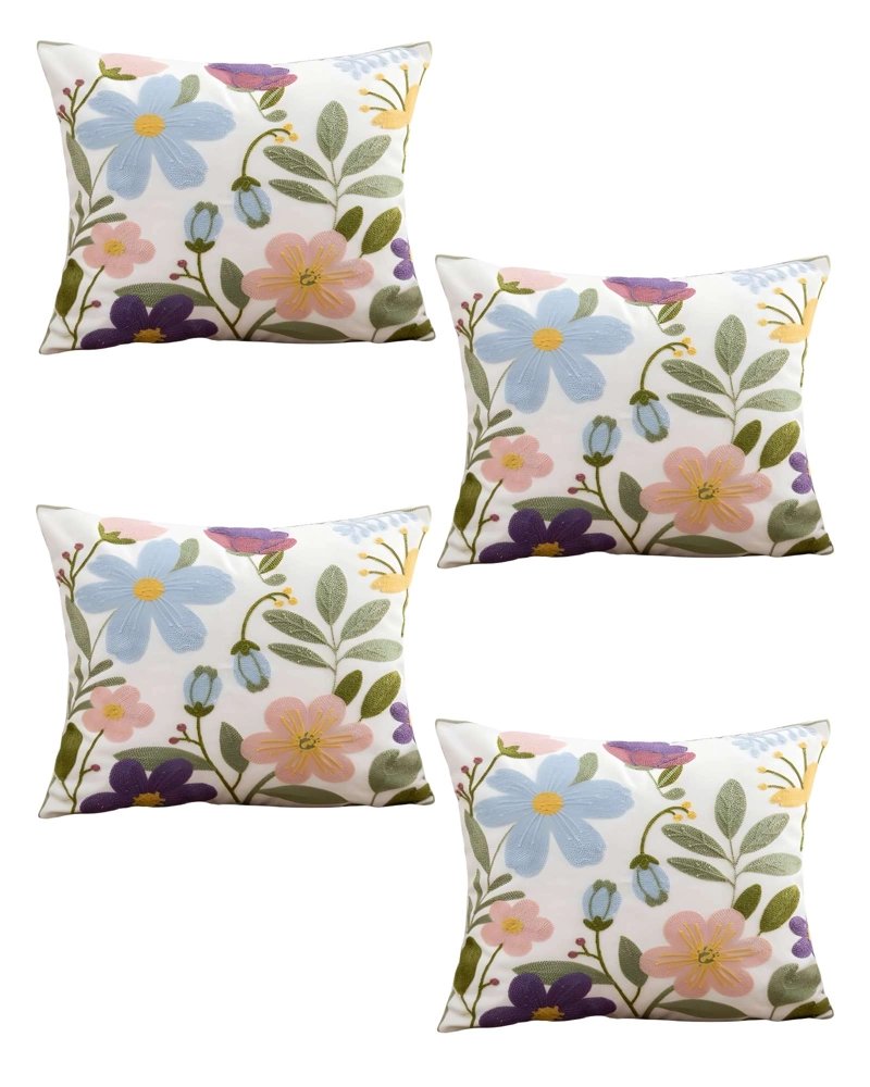 PACK DE 4 FUNDAS DE COJIN BORDADAS 45X45 BLANCO 03 - 1