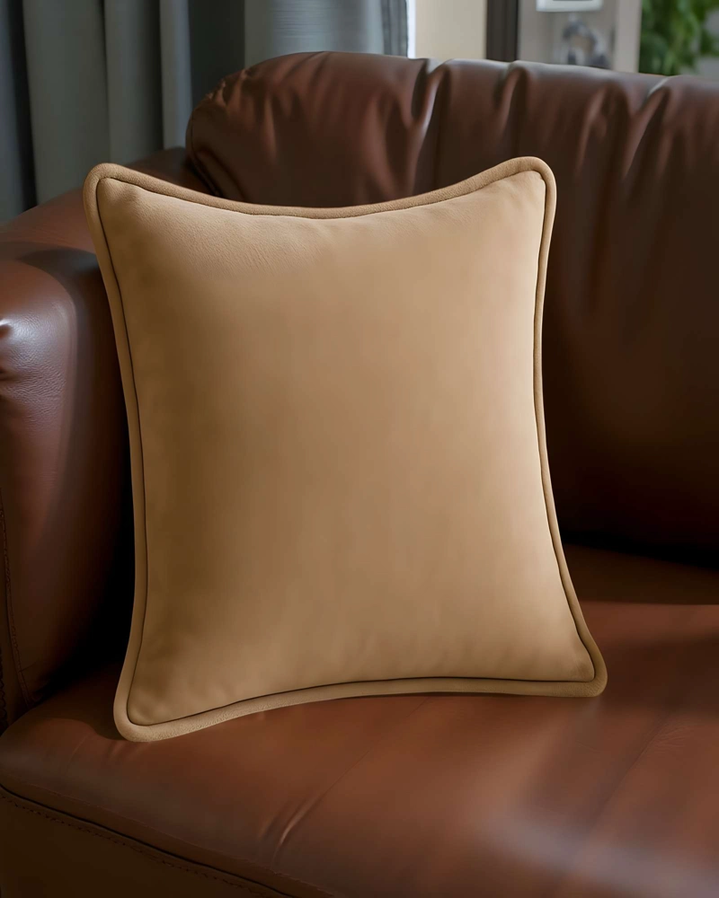 PACK DE 2 FUNDAS DE COJIN LISA CON BORDE 45X45 MARRON - 3