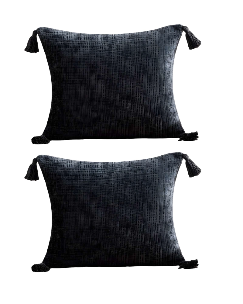 PACK DE 2 FUNDAS DE COJIN CHENILLE CON BORLAS 45X45 GRIS - 1
