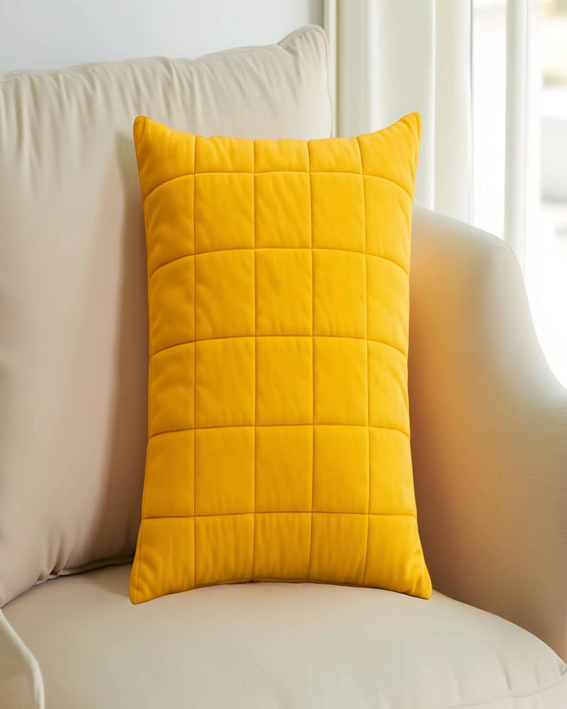 PACK DE 4 FUNDAS DE COJIN TERCIOPELO GRID 45X45 AMARILLO - 3